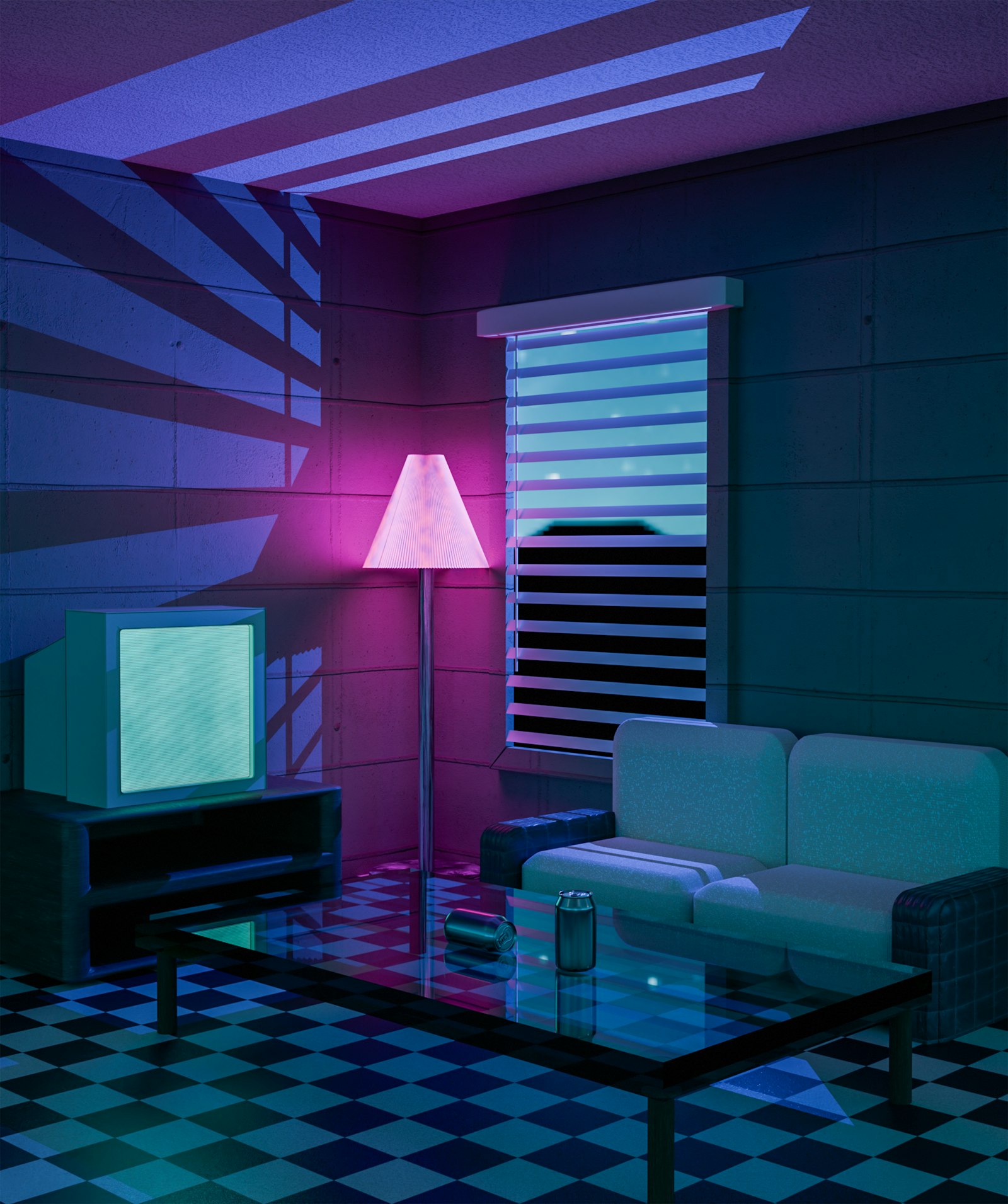 Neon lit room showing a cool, retro aesthetic lighting idea